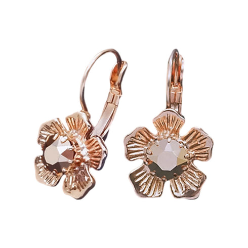 Auskarai "Ziedu Krāšnumas (Rožių auksas)" su Swarovski™ kristalais